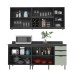 Cozinha Compacta Azaleia 8 Portas e 3 Gavetas com Divisor de Talheres Mármore Lunar/Verde Mar/Freijó - Tecnomobili