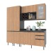 Cozinha Compacta Margarida 8 Portas e 3 Gavetas com Divisor de Talheres Mármore Lunar/Freijó - Tecnomobili