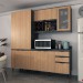 Cozinha Compacta Margarida 8 Portas e 3 Gavetas com Divisor de Talheres Mármore Lunar/Freijó - Tecnomobili