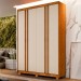 Guarda-Roupa Casal Singapura 4 Portas 3 Gavetas Ripado Cinamomo/Off White - Pnr Móveis