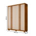 Guarda-Roupa Casal Singapura 4 Portas 3 Gavetas Ripado Cinamomo/Off White - Pnr Móveis