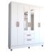 Guarda-Roupa Solteiro Virtuoso 6 Portas 2 Gavetas com Espelho Branco Brilho - Panorama Móveis