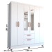 Guarda-Roupa Solteiro Virtuoso 6 Portas 2 Gavetas com Espelho Branco Brilho - Panorama Móveis