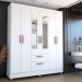 Guarda-Roupa Solteiro Virtuoso 6 Portas 2 Gavetas com Espelho Branco Brilho - Panorama Móveis