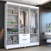 Guarda-Roupa Solteiro Virtuoso 6 Portas 2 Gavetas com Espelho Branco Brilho - Panorama Móveis