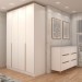 Guarda-Roupa Solteiro Dubai 4 Portas 2 Gavetas com Cômoda 6 Gavetas 100% Mdf Branco/Olmo - Panorama Móveis