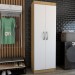 Armário Multiuso França 2 Portas 4 Prateleiras Off White/Nogueira - Panorama Móveis