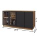 Balcão Buffet Spazio 4 Portas com Vidro Preto Fosco - Panorama Móveis