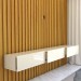 Painel para TV Até 85 Polegadas Noronha 3 Gavetas Ripado 100% Mdf Naturale/Off White - Pnr Móveis
