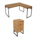 Conjunto Home Office 2 Peças com 1 Mesa e 1 Gaveteiro para Escritório Amêndoa/Preto - Pnr Móveis