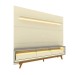 Rack com Painel para TV Até 85 Polegadas Royal Requinte 100% Mdf com Led Off White/Cinza - Gelius