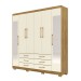 Guarda-Roupa Casal Democrata 6 Portas 6 Gavetas com Espelho 100% Mdf Nature/Champanhe - Pnr Móveis