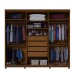 Guarda-Roupa Casal Absolut New 6 Portas 4 Gavetas Ripado 100% Mdf Castanho/Off White - Gelius