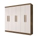 Guarda-Roupa Casal Malibu 6 Portas 4 Gavetas Jequitibá/Off White - J&a Móveis