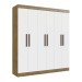 Guarda-Roupa Casal New Xangai 6 Portas 2 Gavetas 100% Mdf Off White/Nogueira - Doripel