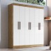 Guarda-Roupa Casal New Xangai 6 Portas 2 Gavetas 100% Mdf Off White/Nogueira - Doripel