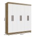 Guarda-Roupa Casal New Xangai 6 Portas 2 Gavetas 100% Mdf Off White/Nogueira - Doripel
