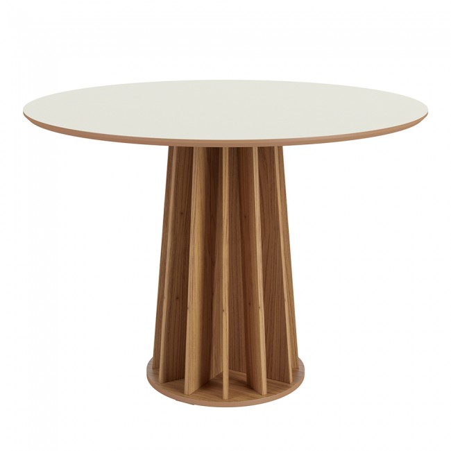 Mesa de Jantar Redonda 4 Lugares Nature Off White/Freijó - Dalla Costa