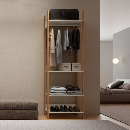 Closet 1 Torre Cabideiro Industrial Off White/Freijó - Dalla Costa