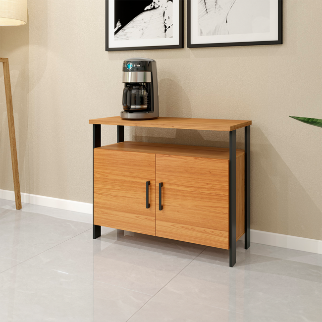 Balcão 2 Portas Industrial Freijó/Preto - Dalla Costa