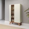 Cristaleira 100% Mdf 2 Portas Lisboa Off White/Freijó - Dalla Costa
