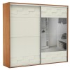Guarda-Roupa 2 Portas de Correr 4 Gavetas Espelhado Basic Freijó/Off White - Dalla Costa