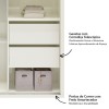 Guarda-Roupa 2 Portas de Correr 2 Gavetas 7 Prateleiras Espelhado Basic Off White - Dalla Costa