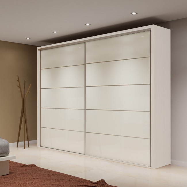 Guarda-Roupa 2 Portas de Correr 4 Gavetas 6 Prateleiras Basic Off White - Dalla Costa