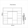 Guarda-Roupa 2 Portas de Correr 4 Gavetas 6 Prateleiras Espelhado Basic Off White - Dalla Costa