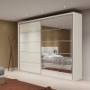 Guarda-Roupa 2 Portas de Correr 4 Gavetas 6 Prateleiras Espelhado Basic Off White - Dalla Costa