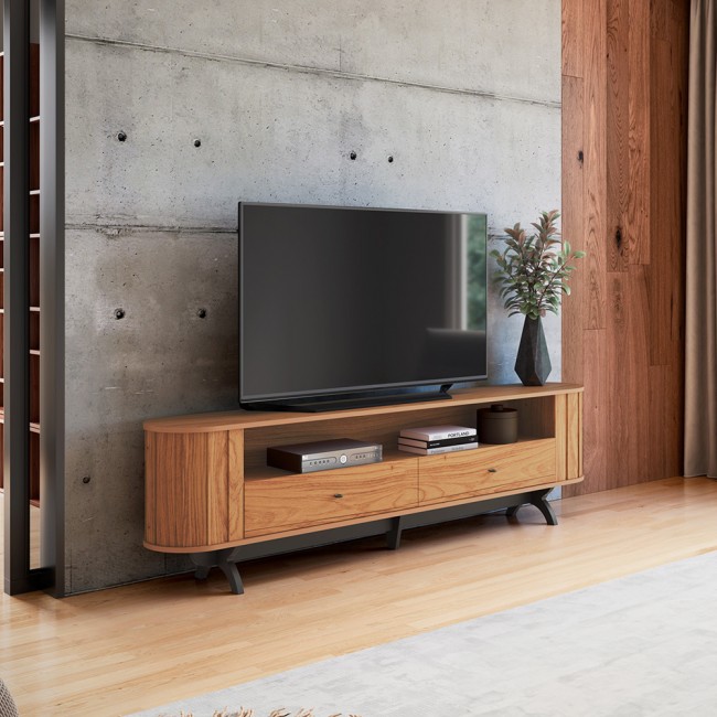 Rack para TV Até 60 Polegadas 2 Gavetas Curvo Nature Freijó/Preto - Dalla Costa