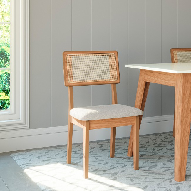 Kit 2 Cadeiras 100% Mdf Om Encosto em Tela Freijó/Cesare Claro J23 - Dalla Costa