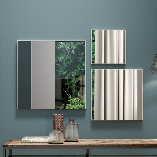 Espelhos Kit 3 Painéis Espelhados Quadrados Decorativos Basic Es14 Off White - Dalla Costa