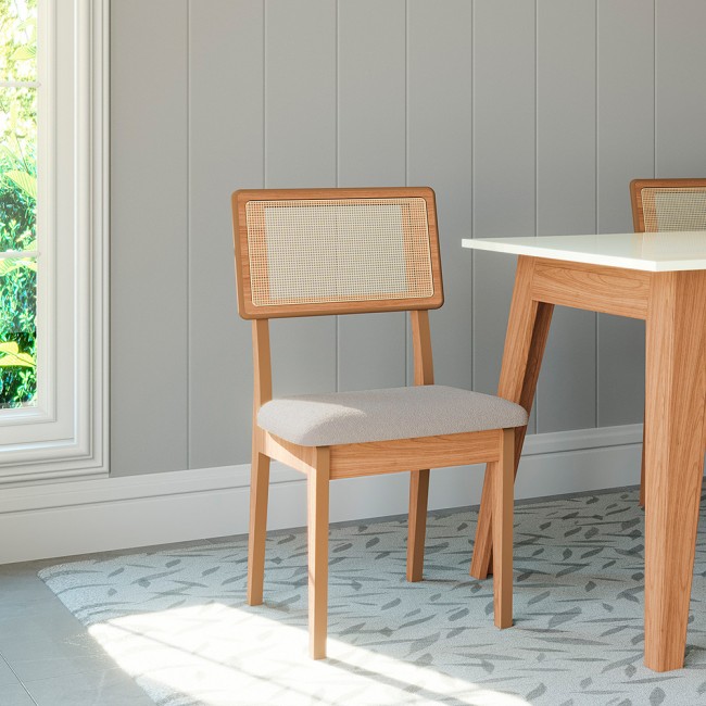 Kit 2 Cadeiras 100% Mdf Estofadas com Encosto em Tela Freijó/Césare Escuro J24 - Dalla Costa