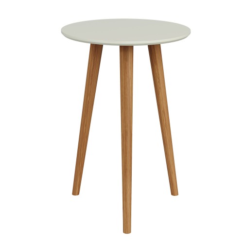 Mesa de Canto Redonda 45cm Lisboa Off White/Freijó
