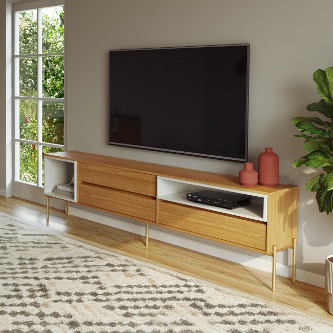 Rack 224cm Florença 3 Gavetas e 2 Nichos Freijó/Off White - Dalla Costa