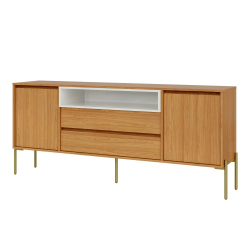 Balcão Buffet 184cm Florença com 2 Portas 2 Gavetas e 1 Nicho - Freijó/Off White Dalla Costa
