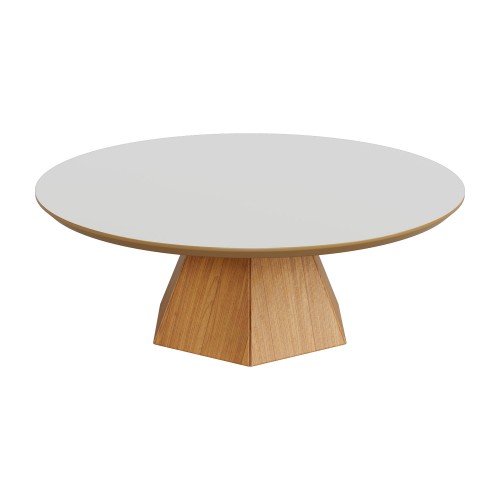 Mesa de Centro 90cm com Base Hexagonal Nature Off White/ Freijó - Dalla Costa