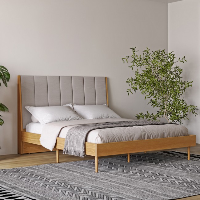 Cabeceira Estofada 160cm Freijó/Cinza Claro - Dalla Costa