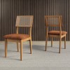 Kit 2 Cadeiras 100% Mdf Estofadas com Encosto em Tela Freijó/Vermelho Veronese J26 - Dalla Costa
