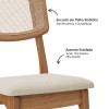 Kit 2 Cadeiras Retrô 100% Mdf com Encosto em Palha Sintética Freijó/Tweed Liso Claro - Dalla Costa