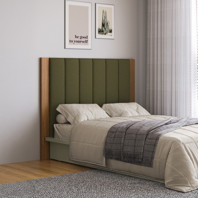 Cabeceira Estofada Casal Reta Basic J25 Freijó/Verde - Dalla Costa