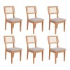 Conjunto Sala de Jantar Mesa Nature Off White/Freijó com 6 Cadeiras Palha Sintética Ca35 Bege Claro