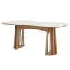 Conjunto Sala de Jantar Mesa Nature Off White/Freijó com 6 Cadeiras Palha Sintética Ca35 Césare Escuro