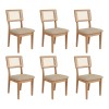 Conjunto Sala de Jantar Mesa Nature Off White/Freijó com 6 Cadeiras Palha Sintética Ca35 Césare Escuro