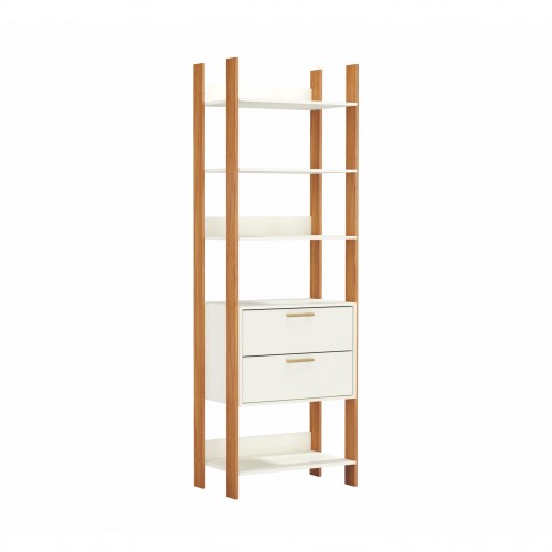 Closet 1 Torre 2 Gavetas Industrial Off White/Freijó - Dalla Costa