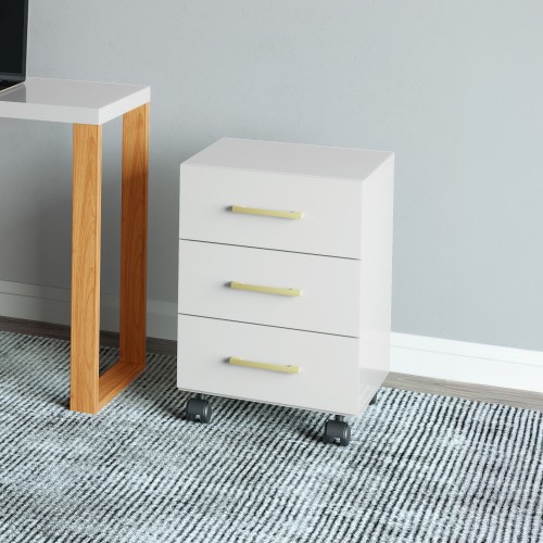 Gaveteiro 3 Gavetas Industrial Off White - Dalla Costa