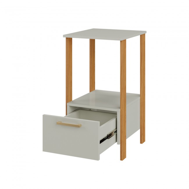 Mesa Auxiliar Industrial para Escritório 1 Gaveta Off White/Freijó - Dalla Costa