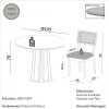 Conjunto Sala de Jantar Mesa Redonda Nature com 4 Cadeiras Tela Sintética Off White/Freijó/Vermelho Veronese