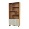 Estante para Livros 2 Portas Ripadas 100% Mdf Nature Freijó/Off White - Dalla Costa
